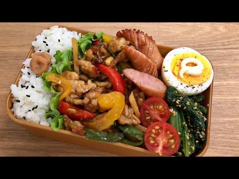 【青椒肉絲】お弁当作り｜チンジャオロース・小松菜ナムル・ゆでたまご［旦那弁当］