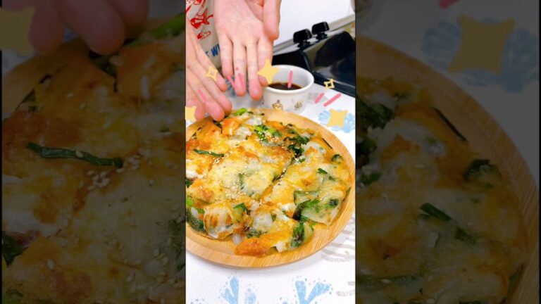 新しいエプロンで気合いは満点！具材たっぷりのチヂミ作るぞー #cooking #food #レシピ #チヂミ