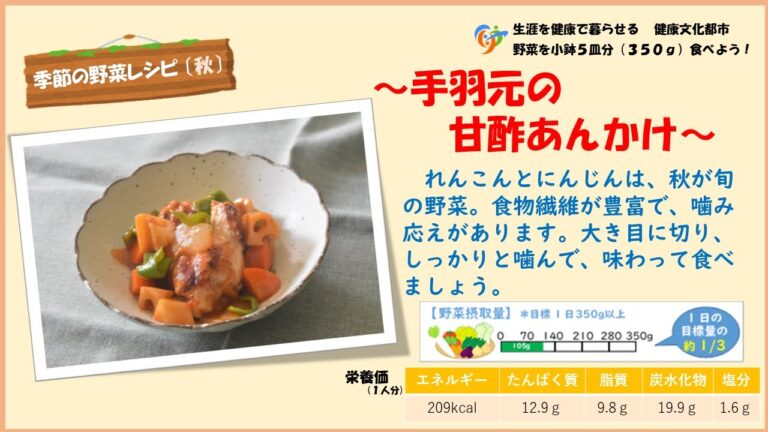【季節の野菜レシピ〔秋野菜〕】「手羽元の甘酢あんかけ」