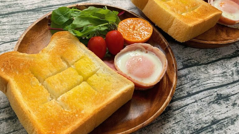 サラリーマンが出勤前に作る朝ごはん【ダブルソフトとベーコンエッグカップ】