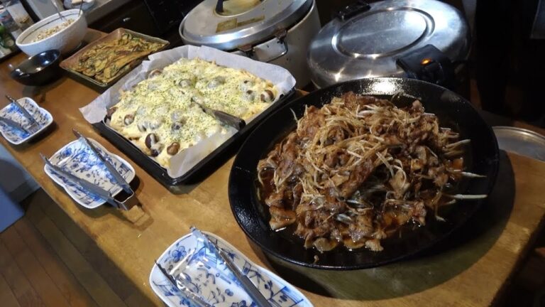 普通の台所で１４人前作るぞ！【チヂミ・チーズマッシュルームポテト・豚バラともやしの炒め物・納豆】