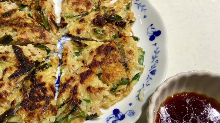 とろろ昆布とニラもやしのチヂミ