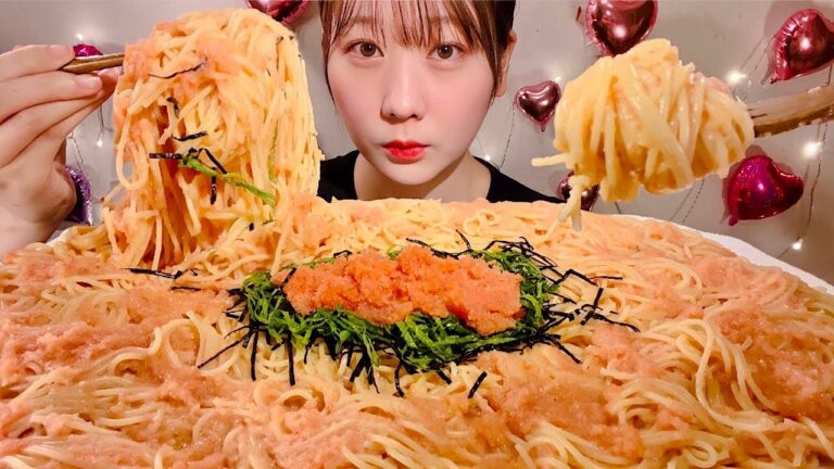 ASMR Mentaiko Pasta【Mukbang/ Eating Sounds】【English subtitles】