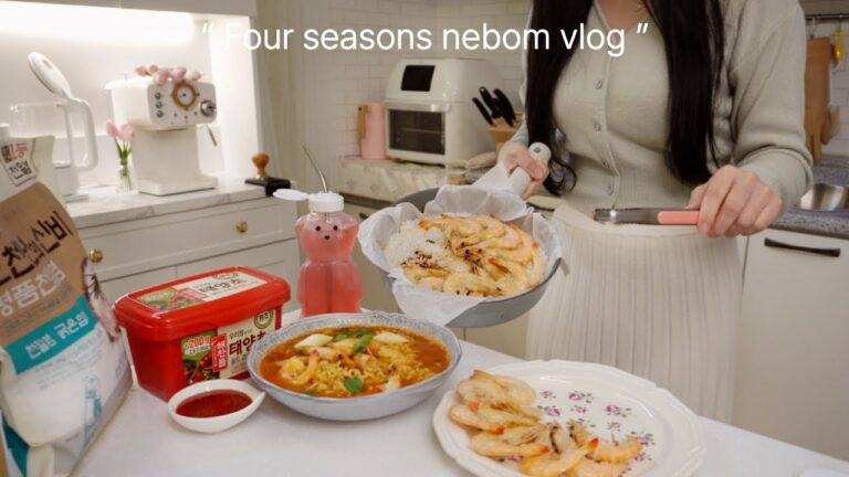 ENG)😇엽떡 크림 떡볶이...대하소금구이, 깻잎김치 김장하고 집밥 반찬 만들고 어머니께 선물 드리는 일상🎁. 먹방 꿈나무, 간장새우장, 뿌링클, 소떡소떡, 버터새우구이