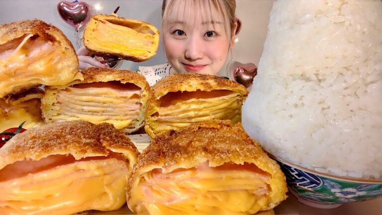 ASMR チーズミルフィーユハムカツ Cheese Millefeuille Ham Cutlet【日本語字幕】【咀嚼音/ Mukbang/ Eating Sounds】