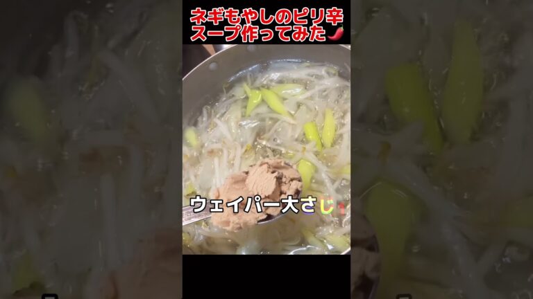 ネギもやしのピリ辛スープ作ってみた【今日の晩ごはん】#shorts #料理男子 #food