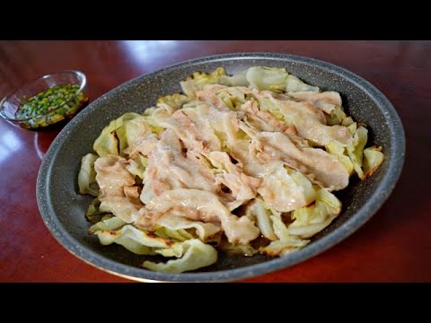 キャベツ豚バラの出汁蒸し 【ASMR　料理】【水出汁】 cooking sound / recipe / japanese meal / dashi / cabbage / pork