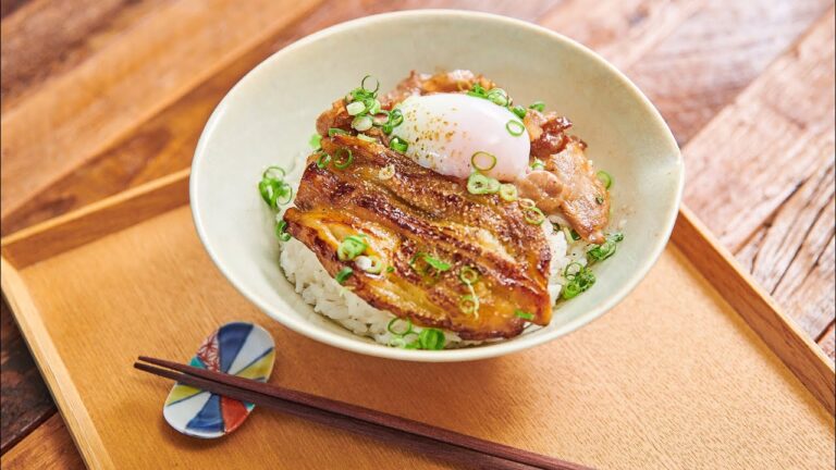 なすと豚⾁のさっぱりかば焼き丼