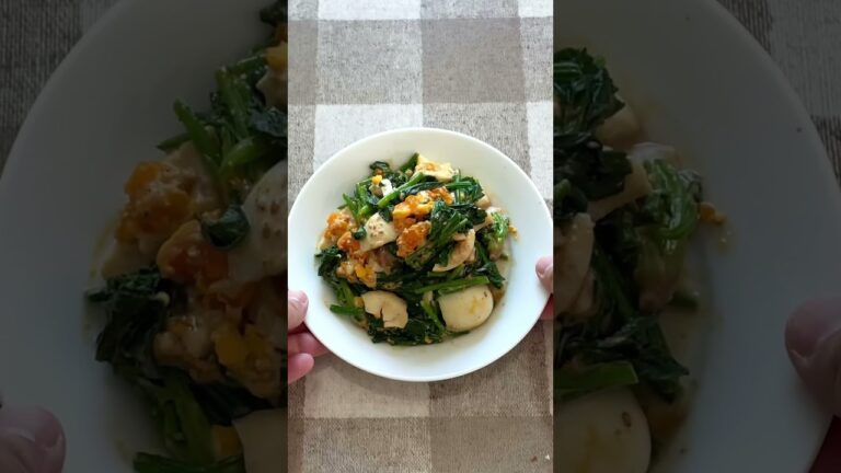 ほうれん草と煮卵のオイマヨ和え