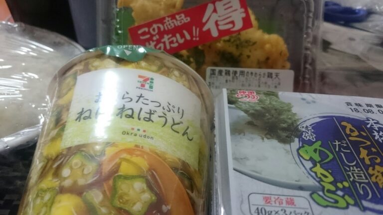 【めし日記】台風上陸の晩餐動画🌀めかぶ✖おくらのねばねばうどんに鶏天を食す❗