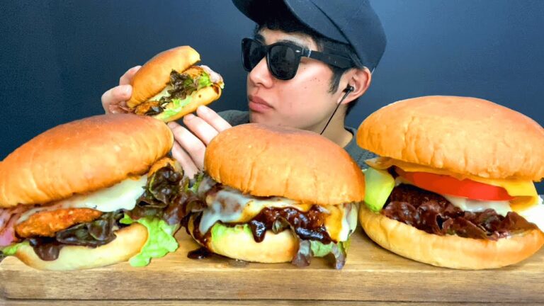 ASMR手作りハンバーガーを食べる飯テロ動画 [Mukbang/Eating Sounds]モッパン