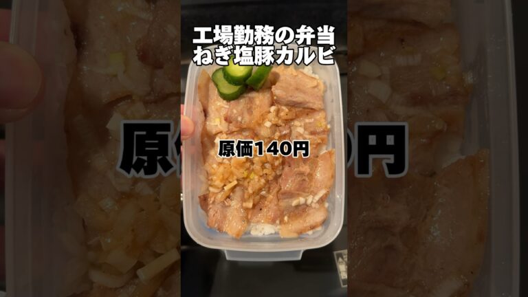 年収240万の昼飯「ねぎ塩豚カルビ弁当」#弁当 #自炊 #独身