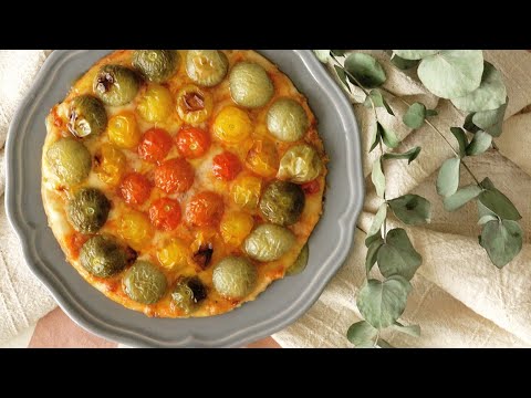 【お皿で挟んで一刀両断】プチプチトマトピザ🍅