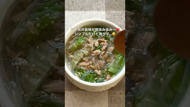 シンプルが美味しい♡白菜とツナの馬だし春雨スープ【節約ごはん おうちごはん おかず 料理 レシピ 簡単レシピ 今日のごはん 作り置き】#Shorts