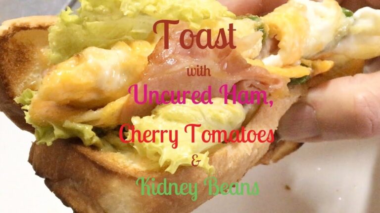 生ハムとトマト、インゲンのトースト Toast with Uncured ham, Tomatoes & Kidney Beans