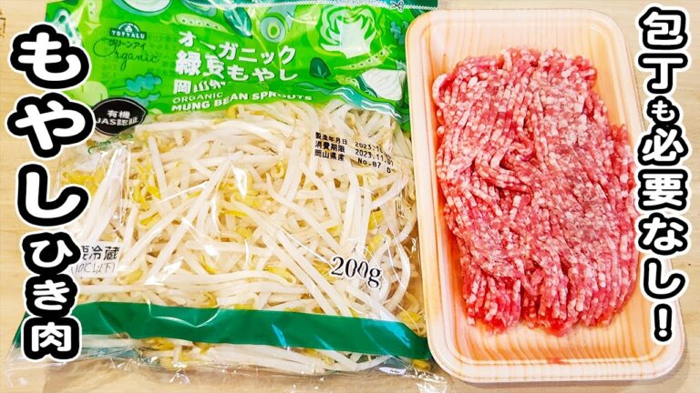 【もやしとひき肉の簡単炒め】材料2つで作れる簡単レシピ！ご飯のお供にピッタリです！ひき肉レシピ/もやしレシピ/簡単おかず/作り置きおかず