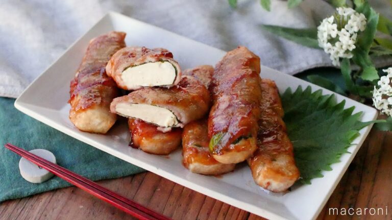 わさびがポイント！お豆腐の大葉肉巻き