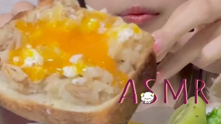 とろ～り卵の玉ねぎツナトーストつくって食べた【咀嚼音・ASMR】【字幕】