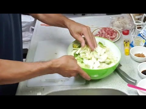 【晩御飯】豚コマと白菜の味噌マヨ炒め？