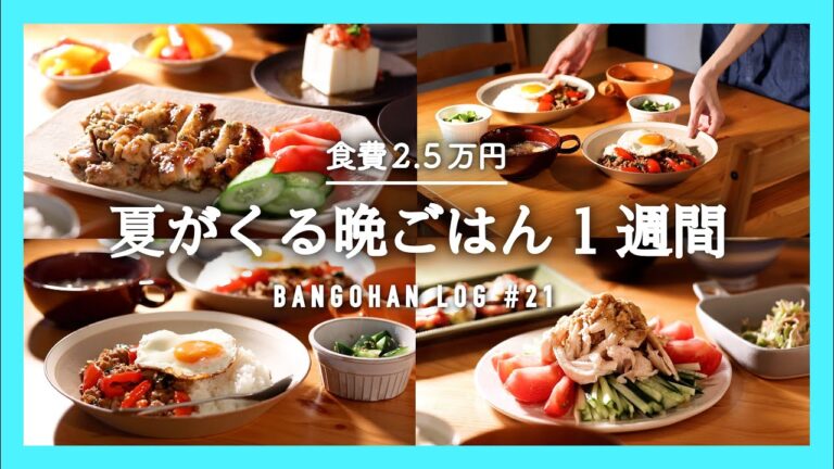 【1週間の夕飯】絶対おいしく使える夏野菜｜晩ごはんも夏に衣替え🍅🥒🍆🌽🍅🫑｜平日5日間の献立