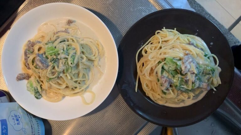 牛肉とレタスのクリームパスタ(テスト)