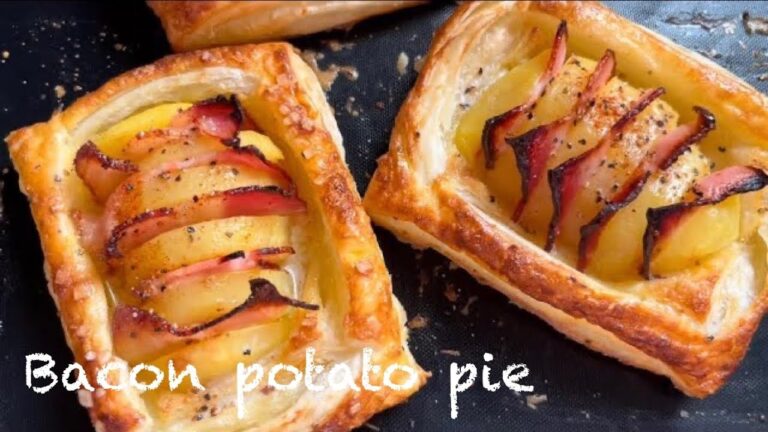 🔶冷凍パイシートでジャガイモとベーコンのお洒落パイ★SUB★Make a delicious pie for breakfast in 30 minutes