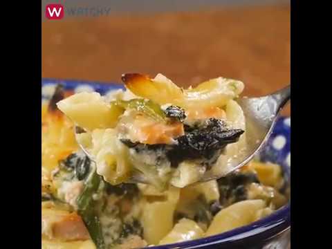 アツアツが美味しい♪ ほうれん草とサーモンのペンネグラタン