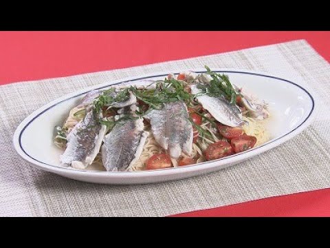 アジと大葉の冷製パスタ