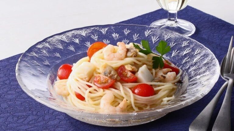 シーフードミックスの冷製パスタ