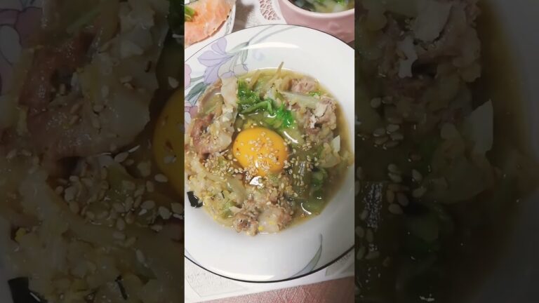 健康オタク✨豚肉白菜おじや（もつ鍋の残り）いりこダシ味噌汁