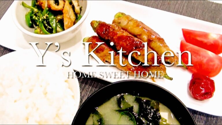 【料理】オクラの豚肉巻き＆ちくわとピーマンのきんぴら＆豆腐とわかめの味噌汁