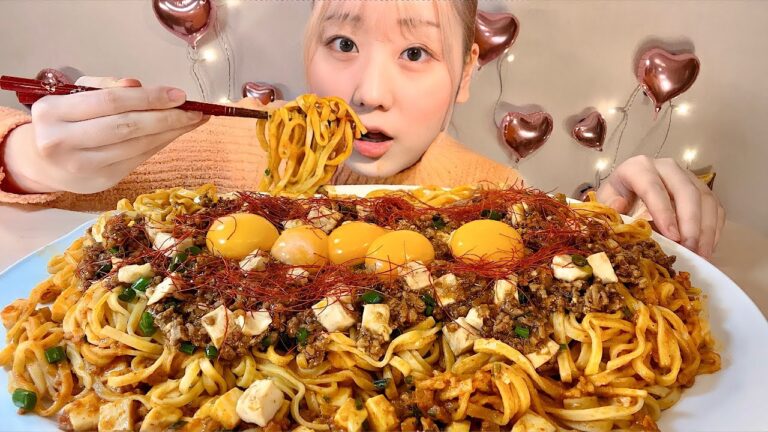 ASMR 蒙古タンメン中本 汁なし麻辛麺 Spicy Noodles【日本語字幕】【咀嚼音/ Mukbang/ Eating Sounds】
