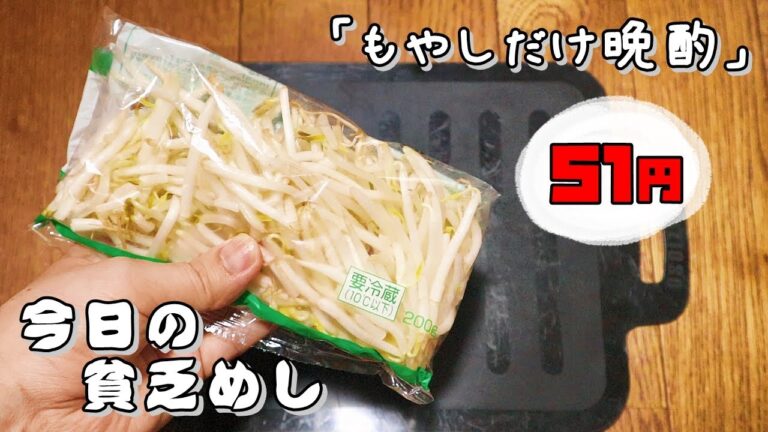 今日の貧乏めし　もやしだけ晩酌　51円　【貧乏飯、貧乏料理レシピ】　家飲み