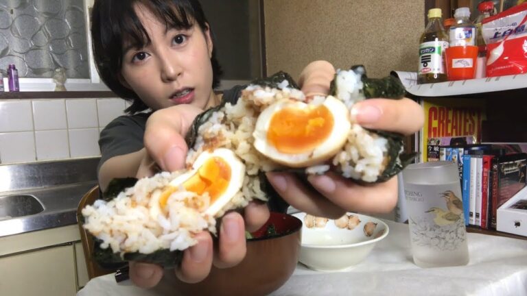 絶品！煮卵おにぎりを作って食べる【簡単レシピ】