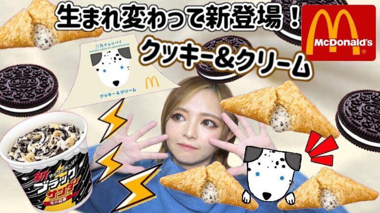 【マック新商品】三角チョコパイクッキー&クリームと新マックフルーリーブラックサンダーを好きなだけ食べまくる！飯テロ 大食い 爆食い 食レポ レビュー 常にチートデイ 生理前 休日【モッパン】