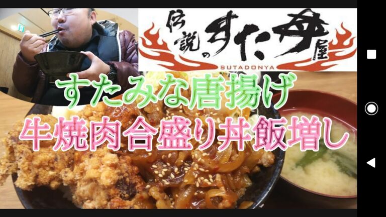 伝説のすた丼屋 すたみな唐揚げ牛焼肉合盛り丼飯増し