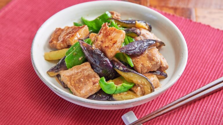 厚切り豚肉となすのうま辛みそ炒め
