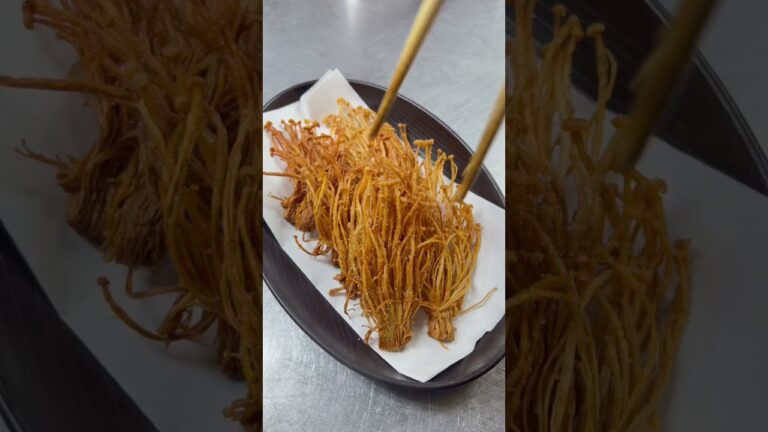 女将の激安おつまみパリパリえのきFried enoki mushroom #shorts