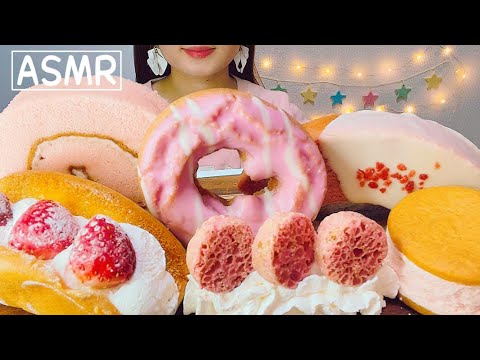 【ASMR】【咀嚼音】ファミマ　コンビニスイーツ　いちご収穫祭　EATING SOUNDS strawberry sweets モッパン　donuts cakes tarte ホイップクリーム
