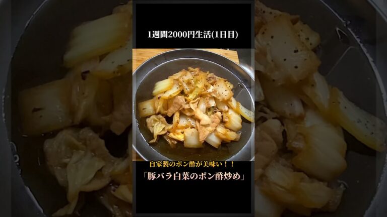 【自家製ポン酢が美味い！】160円で作れる「豚バラ白菜のポン酢炒め」#shorts   #1週間の食事 #節約料理