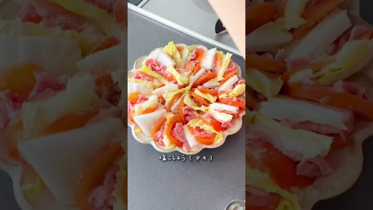 【レンジで簡単♡】白菜と豚こまのチーズ重ね蒸し