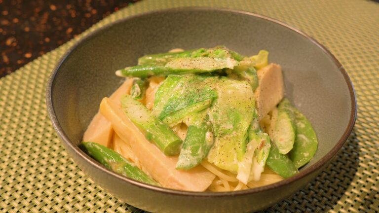 【レシピ】燻製風味の春野菜と豆乳のパスタ【プラントベース】