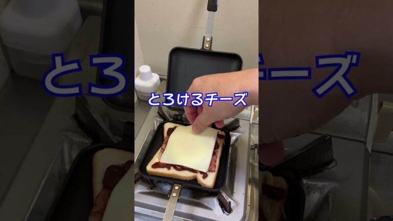 【ベーコンエッグ・オーロラソーストースト】ホットサンドメーカー！山クッキング！#shorts