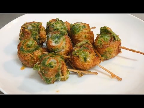 米粉で作ったくるくるちくわのチーズ磯辺揚げ/お弁当のおかずにもなる/サックサクにできました/Kurukuru Isobe-age made with rice flour/Chikuwa/meal