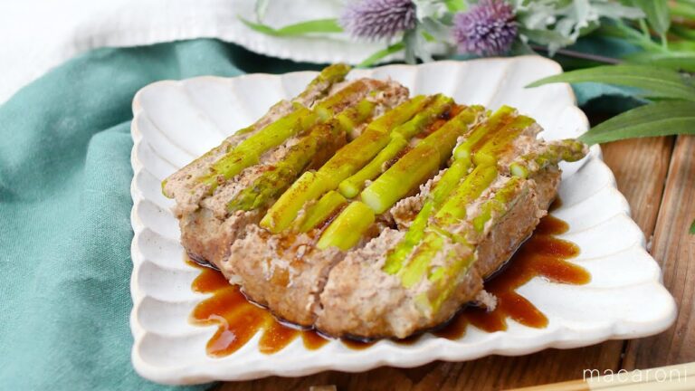 【卵焼き器でアスパラハンバーグ】成形不要！卵焼き器で完成♪｜macaroni（マカロニ）