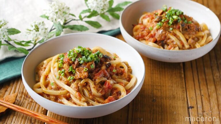 レンジで一発♪さば味噌トマトうどん