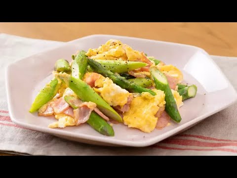 アスパラとベーコンの卵炒め