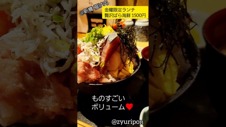 新橋金曜日限定コスパ最強ランチ‼️こんなに海鮮のてんこ盛りの丼がなんと1500円🤣#ランチ #海鮮丼 #グルメ情報 #丼 #贅沢ごはん #東京グルメ