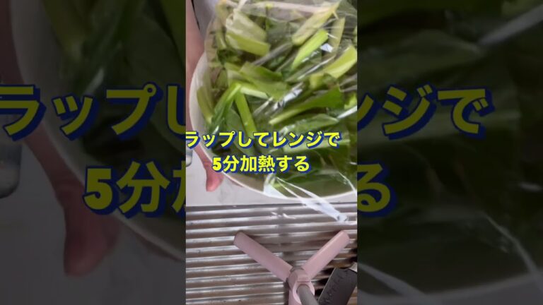 レンジで簡単‼️【もやしと小松菜のごま和え】#Shorts #ひめりんご