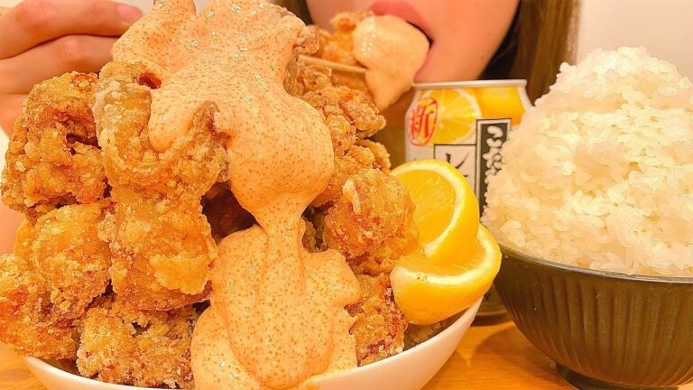 【大食い】明太マヨ唐揚げを爆食いする幸せ晩ご飯【飯テロ】